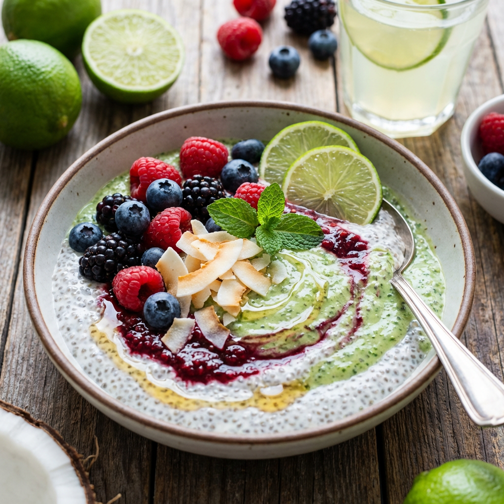Easy Summer Coconut Lime Berry Chia Pudding